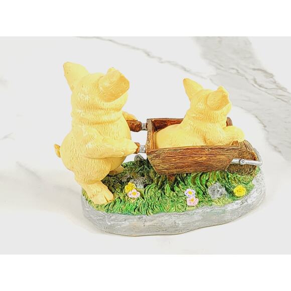 Russ Piglet Pig Piggy On A Cart Truffles Figurine 4" Resin 90s Home Decor Vtg - Picture 9 of 12